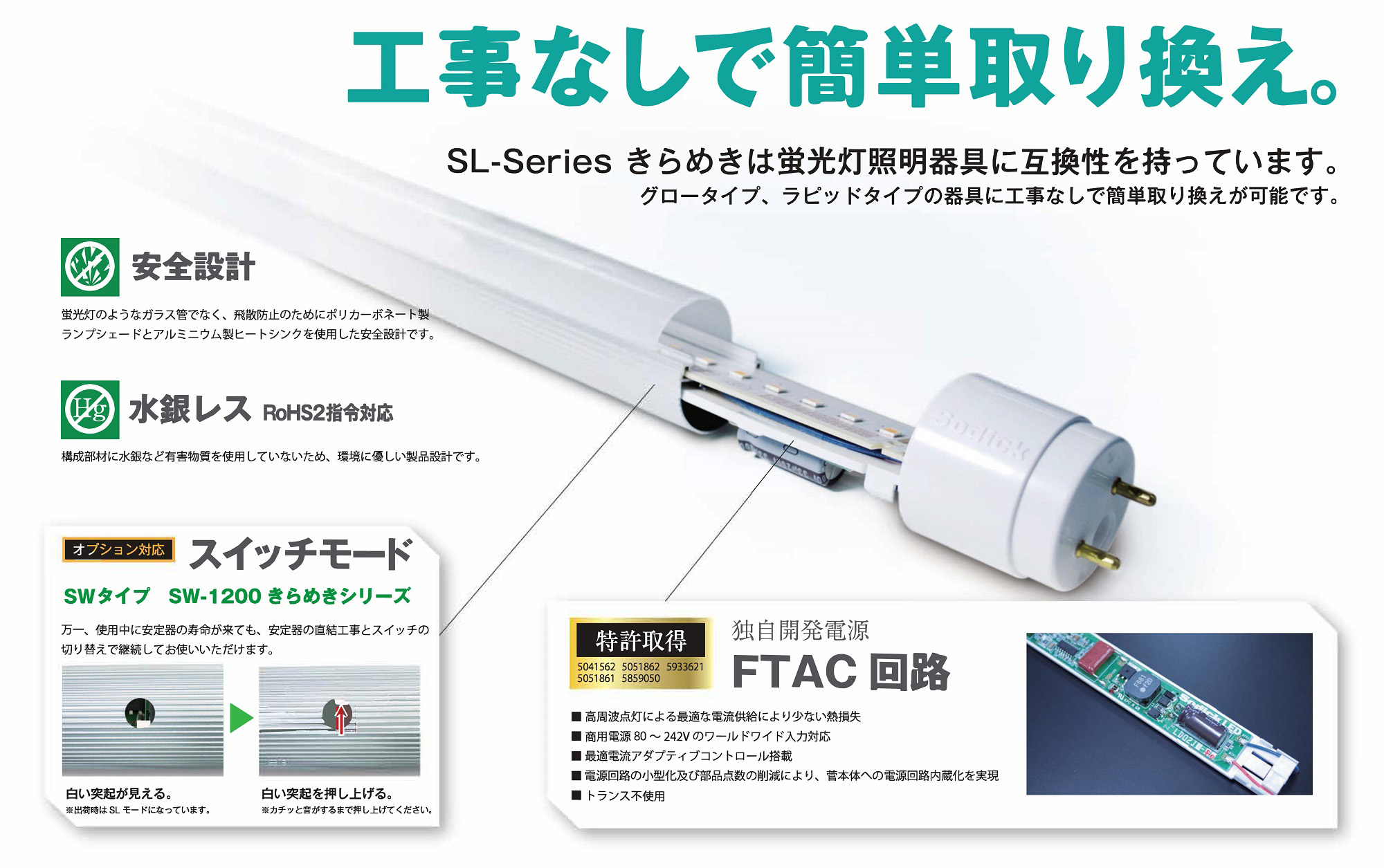 直管型LEDランプ SL-Series きらめき-teraido(テライド)