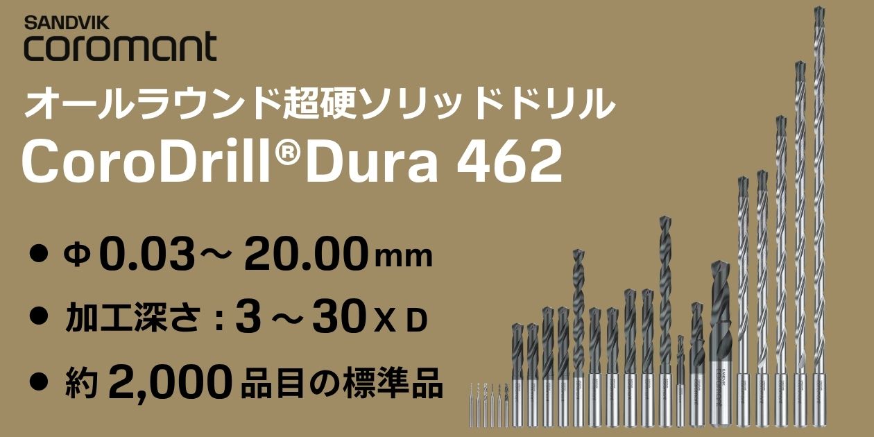 次世代のオールラウンド超硬ソリッドドリル『CoroDrill® Dura 462』深穴ドリル新登場！