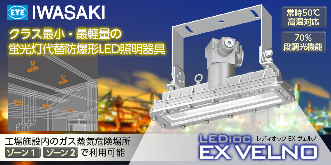防爆照明器具をLEDに 創業80年以上防爆照明のトップランナー 岩崎電気 レディオックEXシリーズ